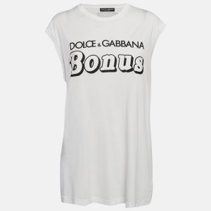 Dolce & Gabbana White Printed Cotton Sleeveless T-Shirt S, Shirts & Tops - Luxury Closet catalog