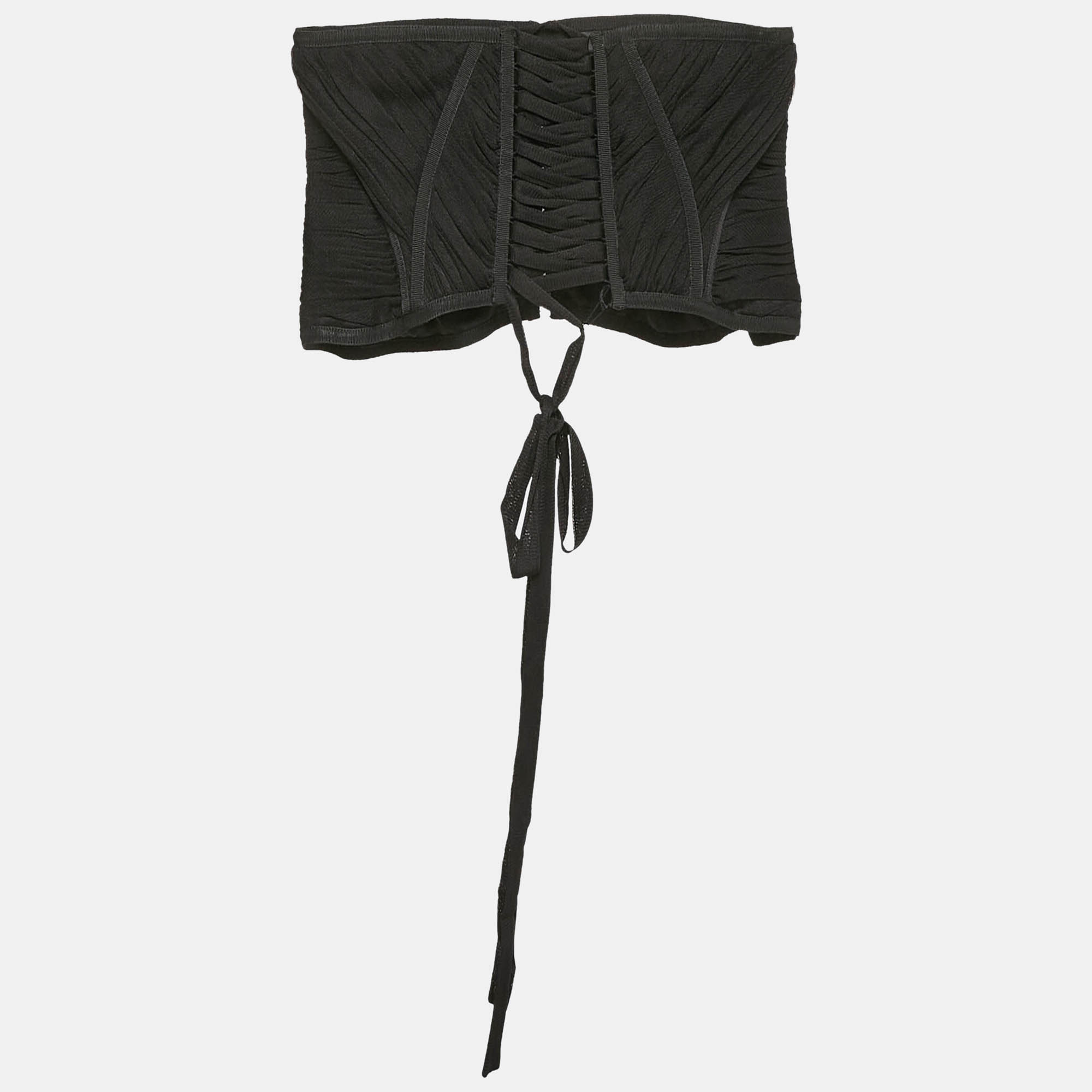 Dolce & Gabbana Black Tulle Lace-Up Corset Top M, Shirts & Tops - Luxury Closet catalog