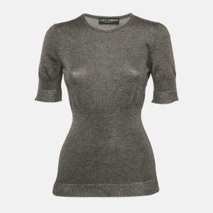 Dolce & Gabbana Grey Stretch Knit Short Sleeve Jumper S, Sweaters & Cardigans - Luxury Closet catalog