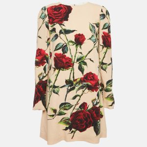 Dolce & Gabbana Caramel Beige Floral Print Crepe Mini Dress M, Dresses - Luxury Closet catalog