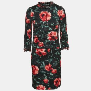 Dolce & Gabbana Black Floral Print Silk Blend Jacket and Short Dress Set S, Suits - Luxury Closet catalog
