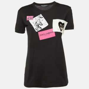 Dolce & Gabbana Black Cotton Patch Detail Crew Neck T-Shirt XS, Shirts & Tops - Luxury Closet catalog