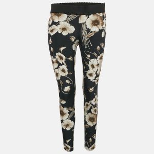Dolce & Gabbana Navy Blue Floral Print Silk Blend Pants S, Clothing - Luxury Closet catalog