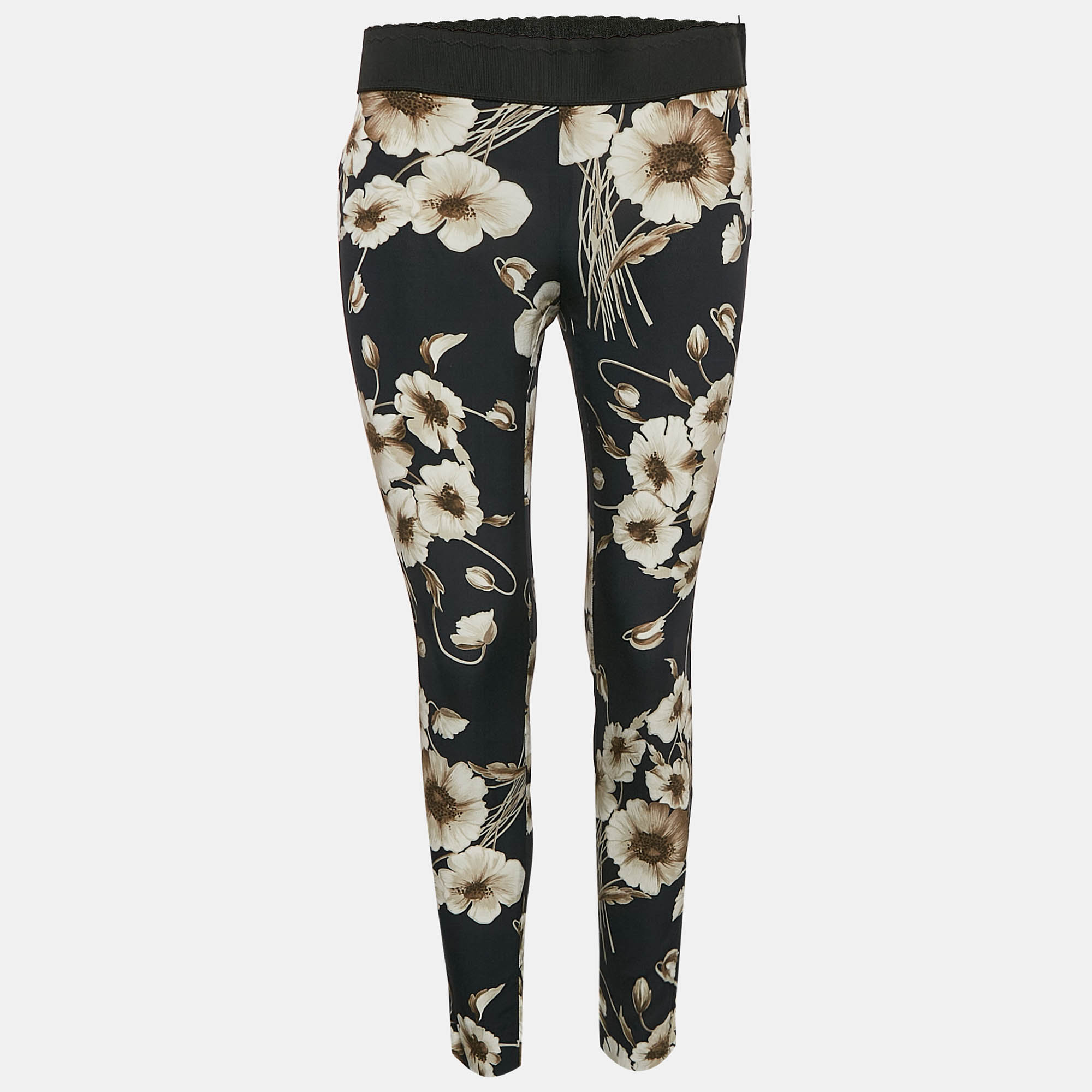 Dolce & Gabbana Navy Blue Floral Print Silk Blend Pants S, Clothing - Luxury Closet catalog