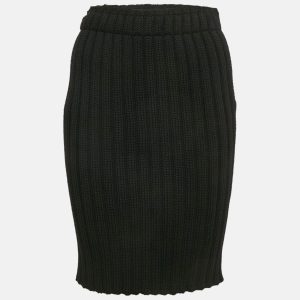 Dolce & Gabbana Black Virgin Wool Rib Knit Knee-Length Skirt S, Skirts - Luxury Closet catalog