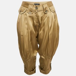 Dolce & Gabbana Gold Satin Trim Detail Capri Pants S, Clothing - Luxury Closet catalog