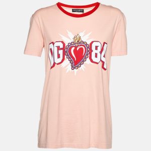 Dolce & Gabbana Pink Printed Cotton Crew Neck T-Shirt S, Shirts & Tops - Luxury Closet catalog