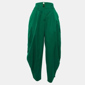 Dolce & Gabbana Green Cotton Pleat Detail Tapered Trousers M, Clothing - Luxury Closet catalog