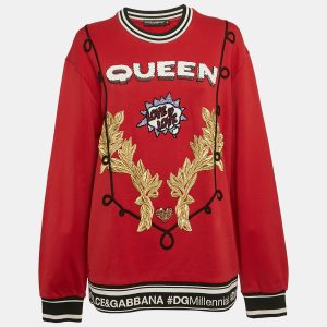 Dolce & Gabbana Red Queen Love Applique Cotton Sweatshirt S, Sweaters & Cardigans - Luxury Closet catalog