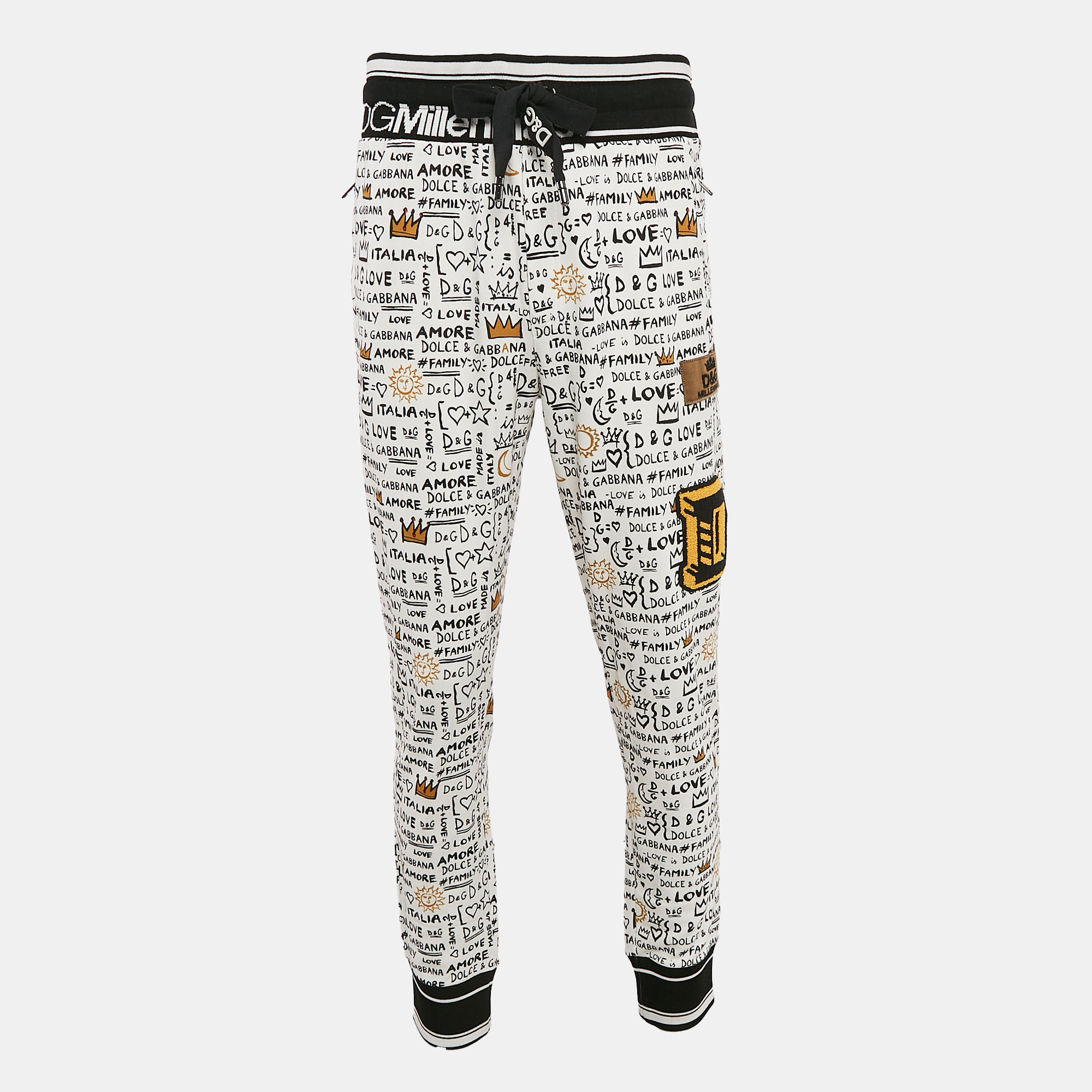 Dolce & Gabbana White Graffiti Print Jersey Cotton Knit Joggers XL, Clothing - Luxury Closet catalog
