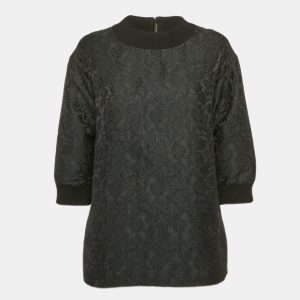 Dolce & Gabbana Black Jacquard Crew Neck Top S, Shirts & Tops - Luxury Closet catalog