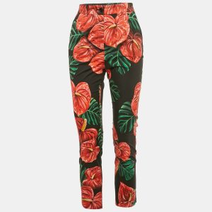 Dolce & Gabbana Black/Red Anthurium Print Cotton Trousers S, Clothing - Luxury Closet catalog