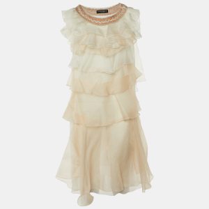 Dolce & Gabbana white & Pink Organza Ruffled Mini Dress S, Dresses - Luxury Closet catalog
