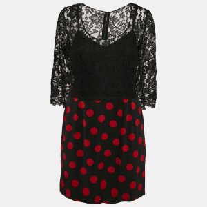 Dolce & Gabbana Black Lace and Polka Dot Print Silk Mini Dress M, Dresses - Luxury Closet catalog