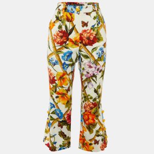 Dolce & Gabbana White Printed Cotton Wide Leg Trousers M, Clothing - Luxury Closet catalog