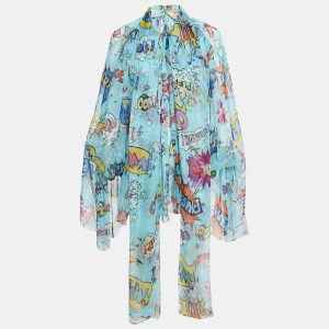 Dolce & Gabbana Blue Comic Print Silk Blouse S, Shirts & Tops - Luxury Closet catalog