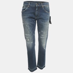Dolce & Gabbana Navy Blue Distressed Denim Capri Jeans 32" L, Jeans - Luxury Closet catalog