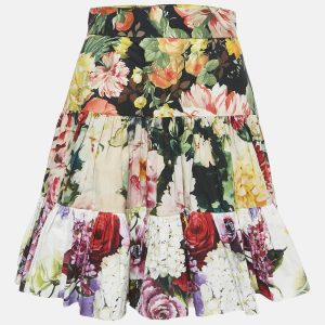 Dolce & Gabbana Multicolor Floral Print Cotton Tiered Mini Skirt S, Skirts - Luxury Closet catalog