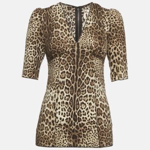 Dolce & Gabbana Brown Leopard Print Silk Blouse S, Shirts & Tops - Luxury Closet catalog