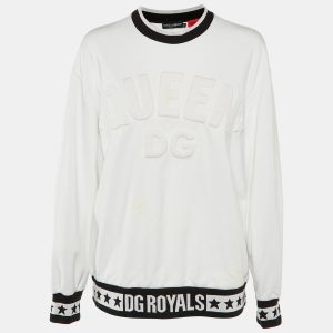 Dolce & Gabbana White DG Queen Embossed Cotton Sweatshirt M, Sweaters & Cardigans - Luxury Closet catalog