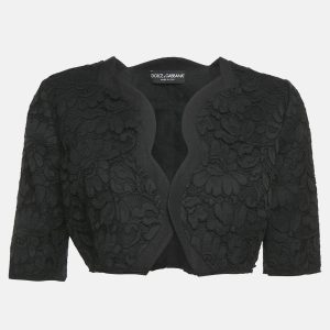 Dolce & Gabbana Black Corded Lace Open Front Cropped Jacket M, Coats & Jackets - Luxury Closet catalog