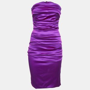 Dolce & Gabbana Pink Silk Ruched Strapless Mini Dress S, Dresses - Luxury Closet catalog