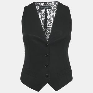 Dolce & Gabbana Black Lace and Viscose Button Front Vest S, Coats & Jackets - Luxury Closet catalog