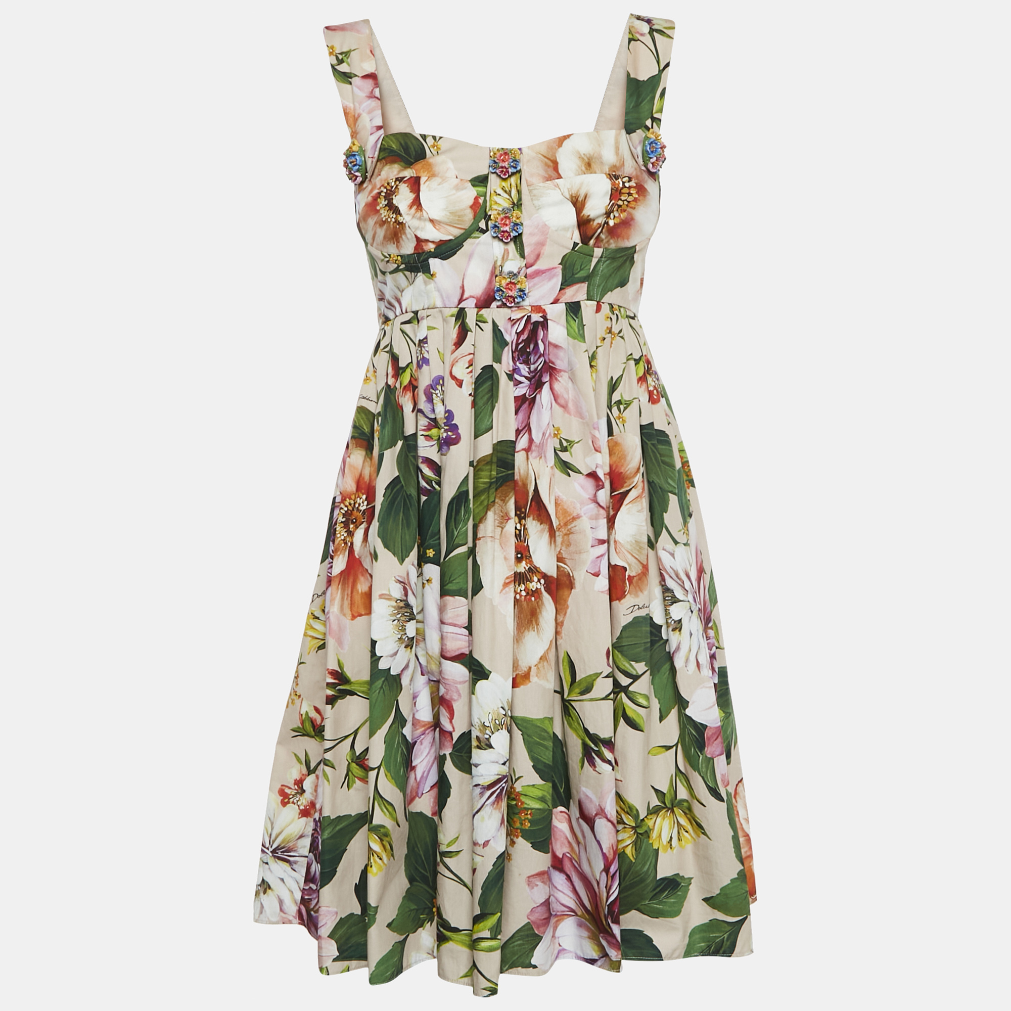 Dolce & Gabbana Multicolor Floral Print Button Detail Sleeveless Mini Dress S, Dresses - Luxury Closet catalog