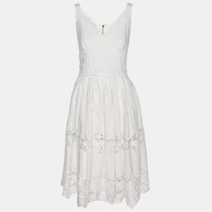 Dolce & Gabbana White Floral Embroidered Midi Dress M, Dresses - Luxury Closet catalog