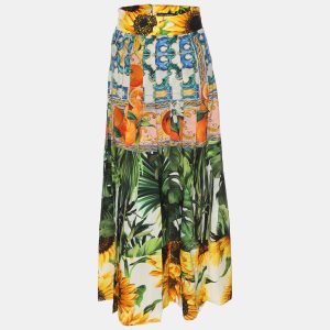Dolce & Gabbana Multicolor Patchwork Printed Silk Pleated Midi Skirt S, Skirts - Luxury Closet catalog