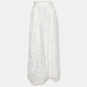 Dolce & Gabbana White Embroidered Cotton Maxi Skirt M, Skirts - Luxury Closet catalog