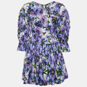 Dolce & Gabbana Purple Poppy Print Poplin Tiered Mini Dress M, Dresses - Luxury Closet catalog
