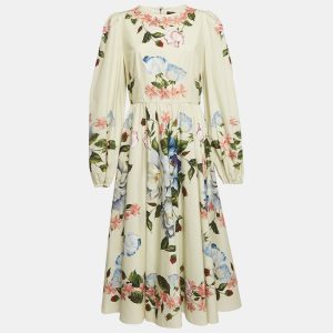 Dolce & Gabbana Light Green Floral Print Cotton Midi Dress L, Dresses - Luxury Closet catalog