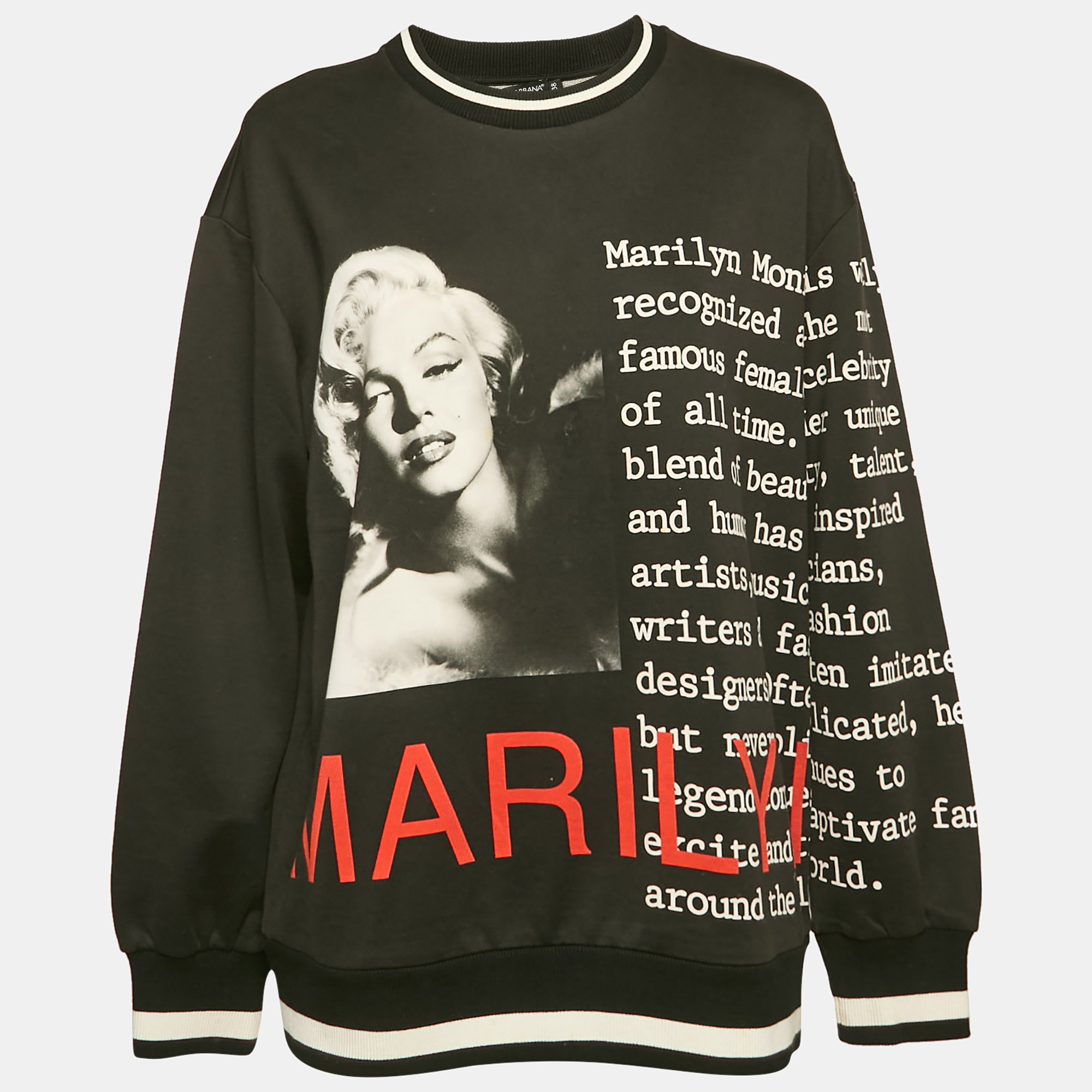 Dolce & Gabbana Black Marilyn Monroe Print Cotton Oversized Sweatshirt S, Sweaters & Cardigans - Luxury Closet catalog