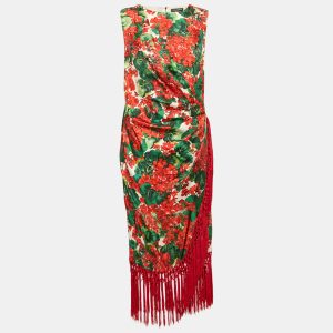 Dolce & Gabbana Multicolor Floral Print Silk Tasseled Sleeveless Dress S, Dresses - Luxury Closet catalog