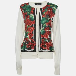 Dolce & Gabbana Cream Printed Silk Cardigan XL, Sweaters & Cardigans - Luxury Closet catalog