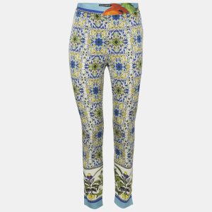 Dolce & Gabbana Multicolor Majolica Printed Stretch Silk Trousers S, Clothing - Luxury Closet catalog