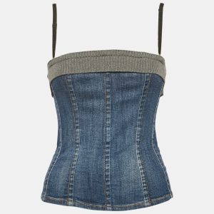 Dolce & Gabbana Blue Denim Sleeveless Bustier Top M, Shirts & Tops - Luxury Closet catalog