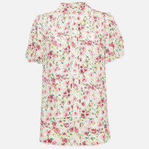 Dolce & Gabbana Pink Floral Print Silk Short Sleeve Shirt M, Shirts & Tops - Luxury Closet catalog