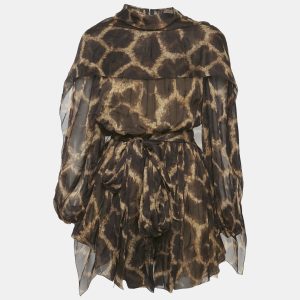 Dolce & Gabbana Brown Leopard Print Silk Mini Dress S, Dresses - Luxury Closet catalog