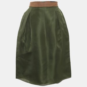 Dolce & Gabbana Dark Green Silk Ruffled Midi Skirt M, Skirts - Luxury Closet catalog