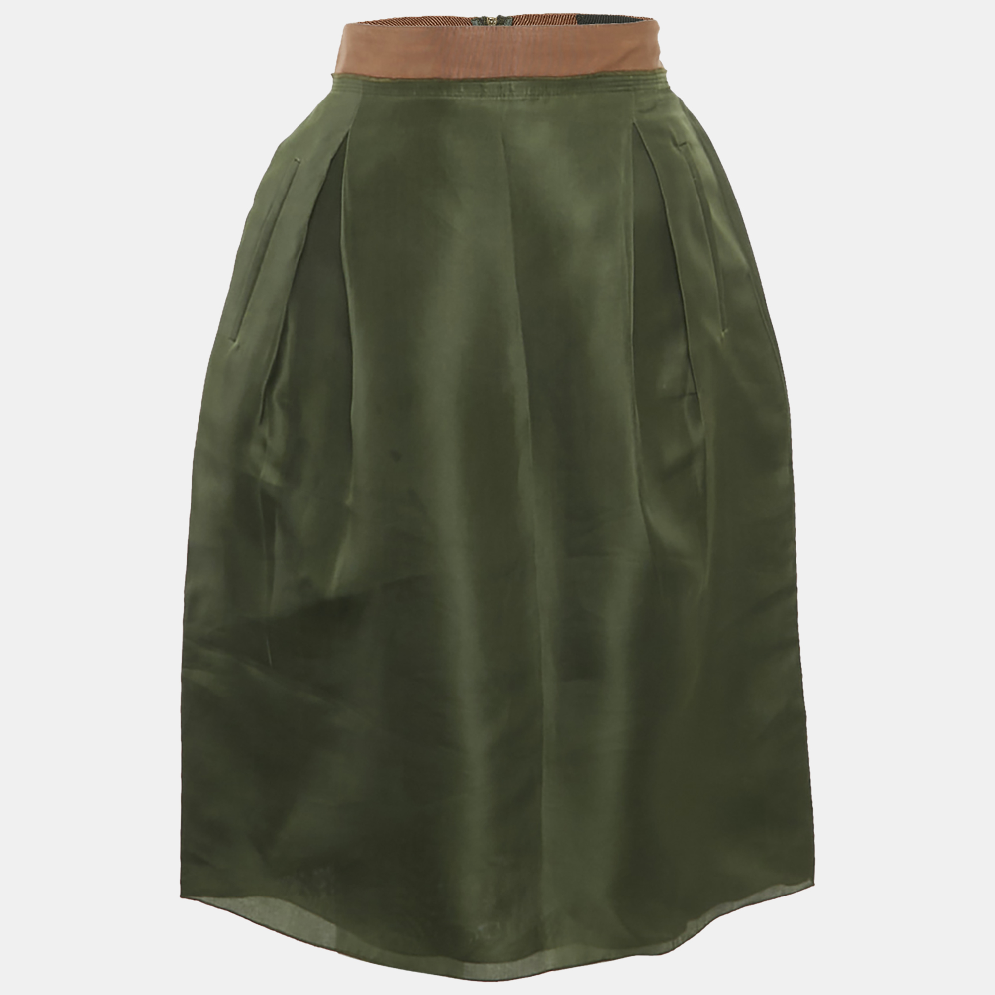 Dolce & Gabbana Dark Green Silk Ruffled Midi Skirt M, Skirts - Luxury Closet catalog