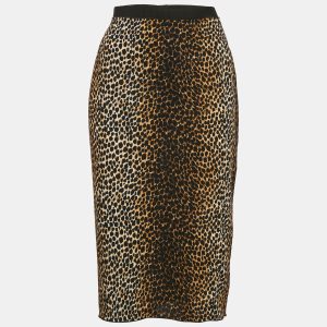 Dolce & Gabbana Brown Animal Print Crepe Midi Skirt L, Skirts - Luxury Closet catalog