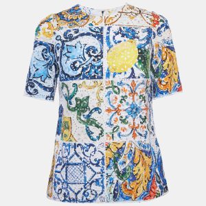 Dolce & Gabbana White Majolica Patchwork Print Lace Top S, Shirts & Tops - Luxury Closet catalog