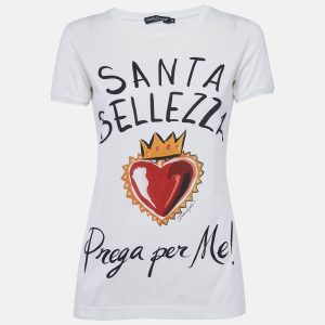 Dolce & Gabbana White Santa Belleza Print Jersey T-Shirt M, Shirts & Tops - Luxury Closet catalog