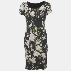 Dolce & Gabbana Black Floral Print Crepe Knee-Length Dress M, Dresses - Luxury Closet catalog