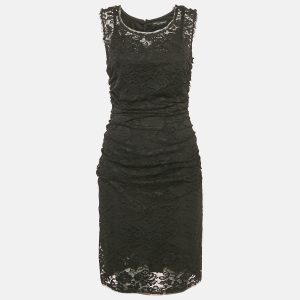 Dolce & Gabbana Black Lace Draped Sleeveless Short Dress M, Dresses - Luxury Closet catalog