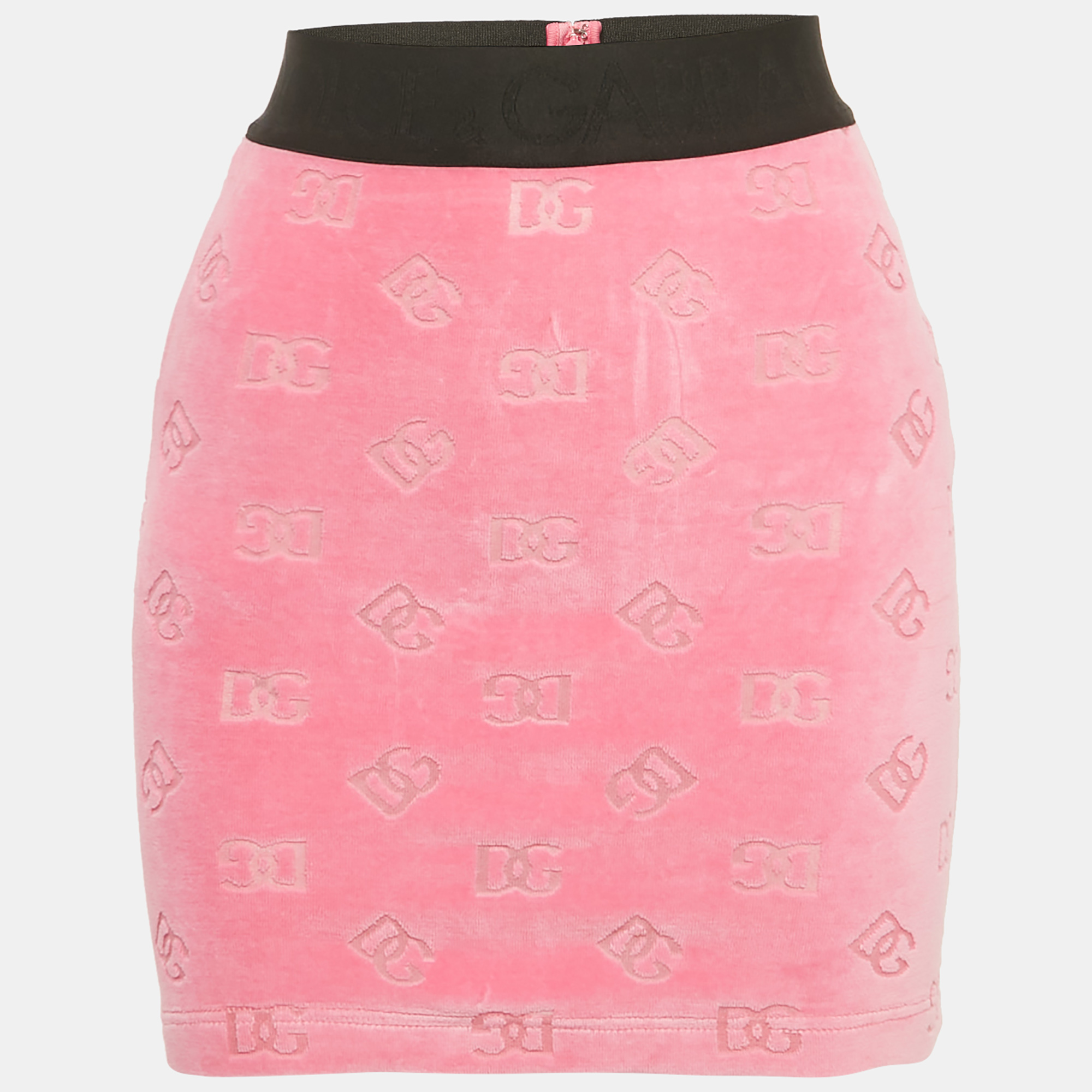 Dolce & Gabbana Pink Monogram Patterned Velvet Mini Skirt XS, Skirts - Luxury Closet catalog