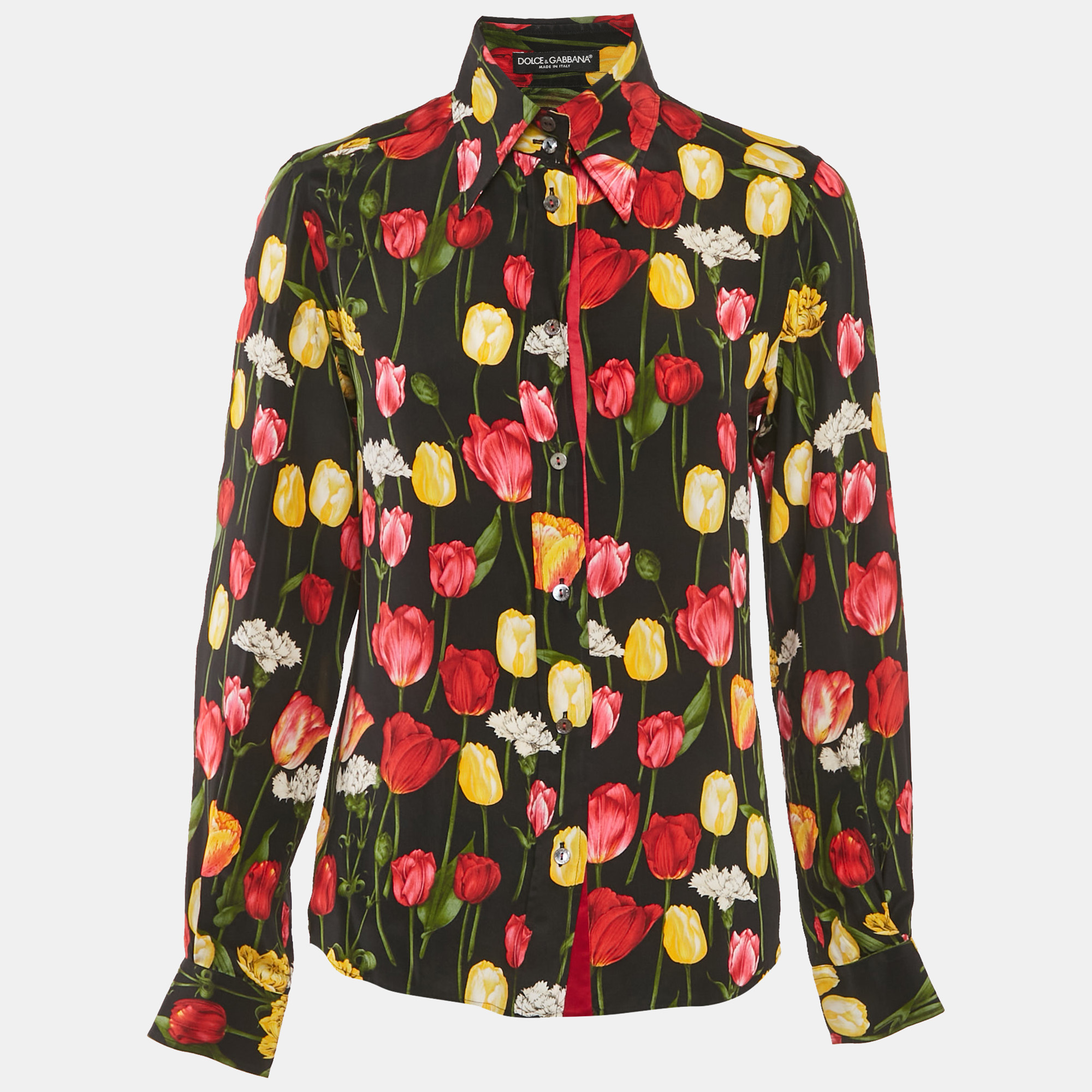 Dolce & Gabbana Black Tulip Print Silk Long sleeve Shirt S, Shirts & Tops - Luxury Closet catalog