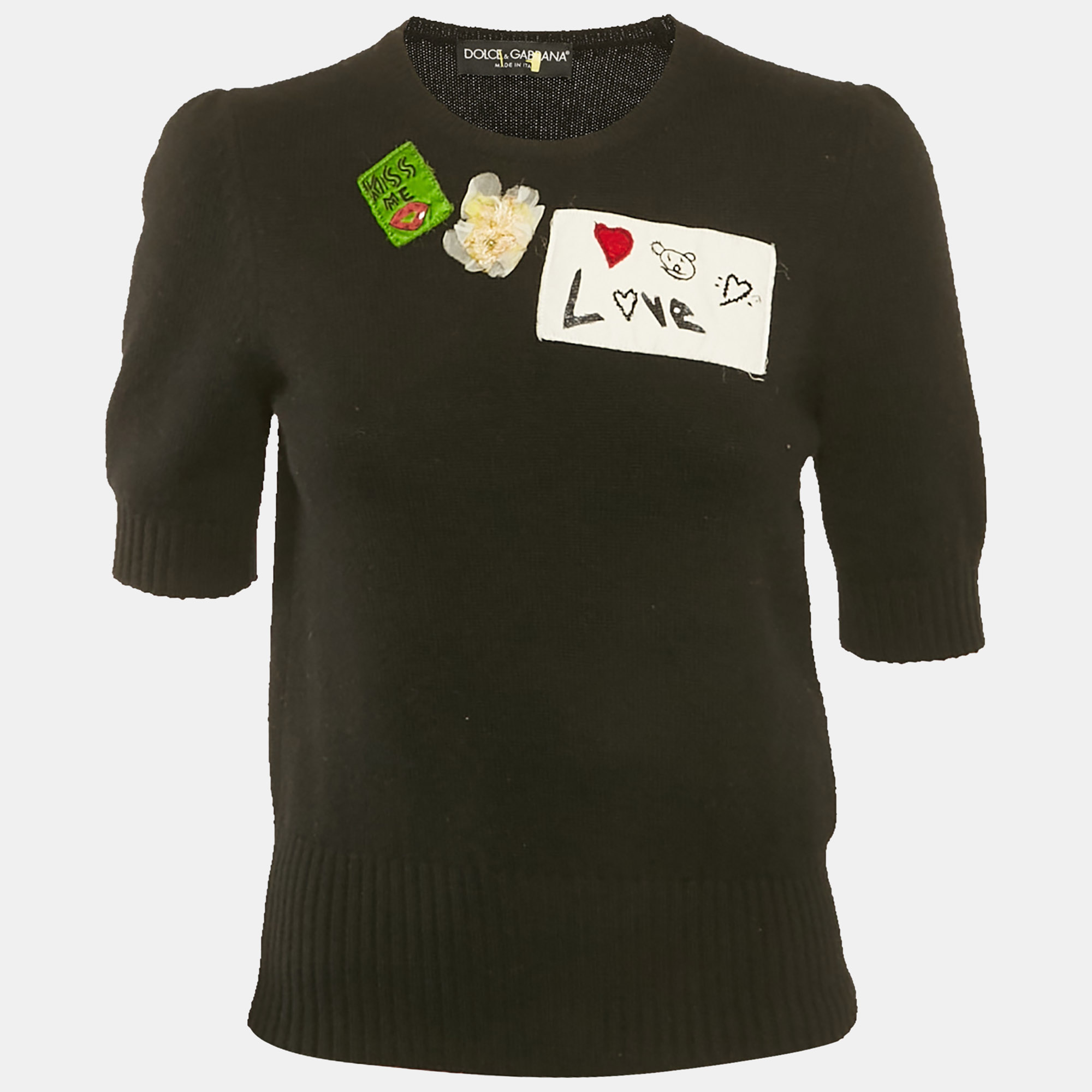 Dolce & Gabbana Black Applique Cashmere Knit Jumper S, Sweaters & Cardigans - Luxury Closet catalog